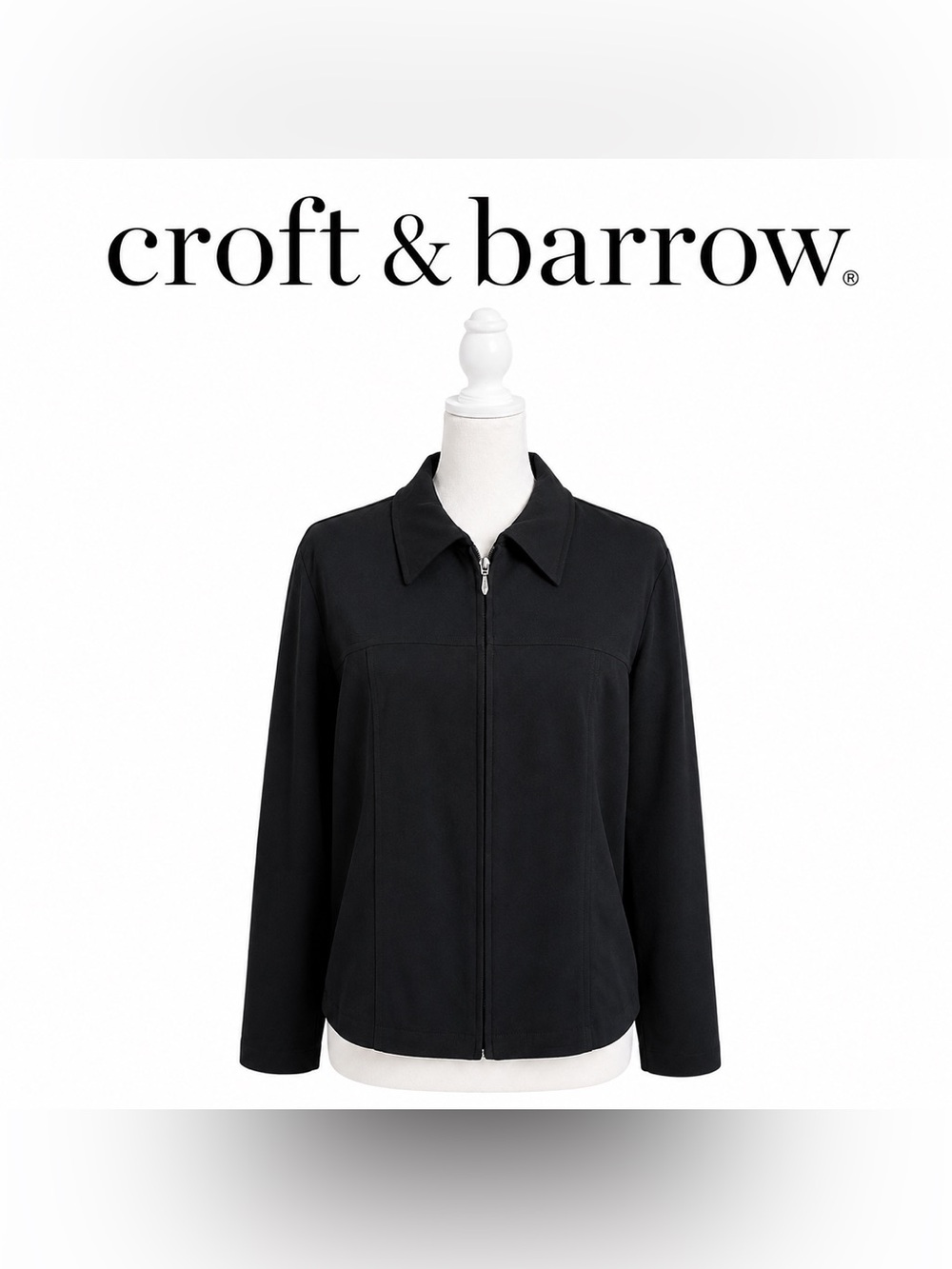 croft & barrow Black Zip-Front Women's Jacket